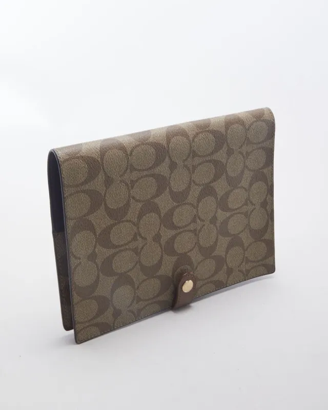 Coach Brown Monogram Leather Clutch - O/S sold by Rokit