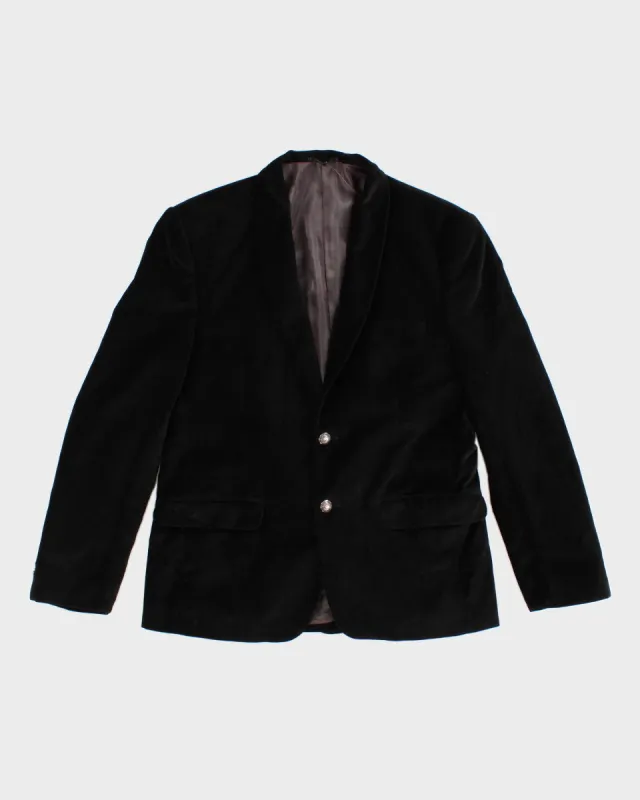 Vintage 90s Black Velvet Single Breasted Suit Jacket - M sold by Rokit