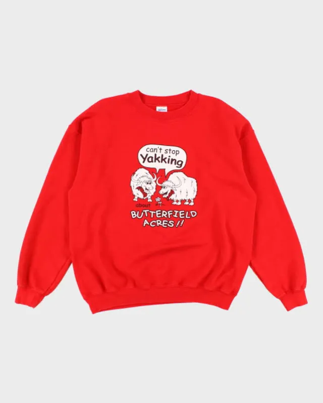 Mens Red Cartoon Print Pullover Sweatshirt - L sold by Rokit