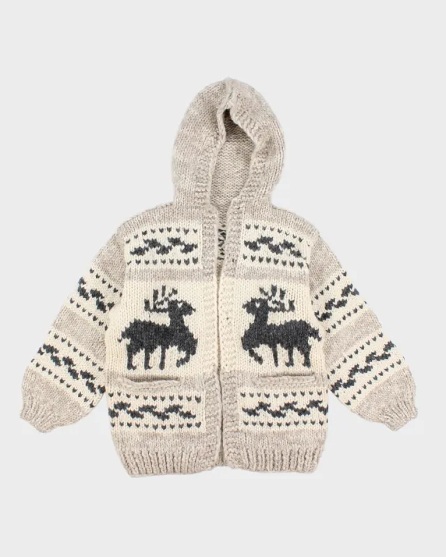 Handmade Chunky Knit Hooded Cardigan - L sold by Rokit