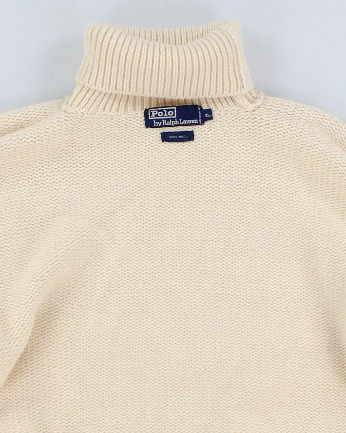 Womens White Ralph Lauren Chunky Wool Turtleneck Jumper - XL sold by Rokit product image thumbnail 3