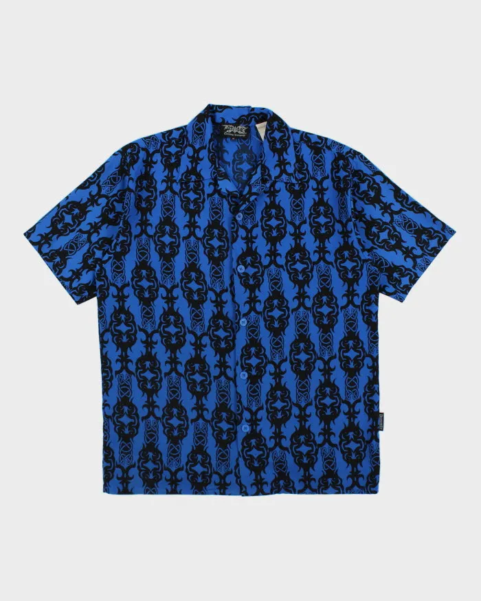 Vintage 90s Dragonfly Blue Patterned Short Sleeve Shirt - M sold by Rokit