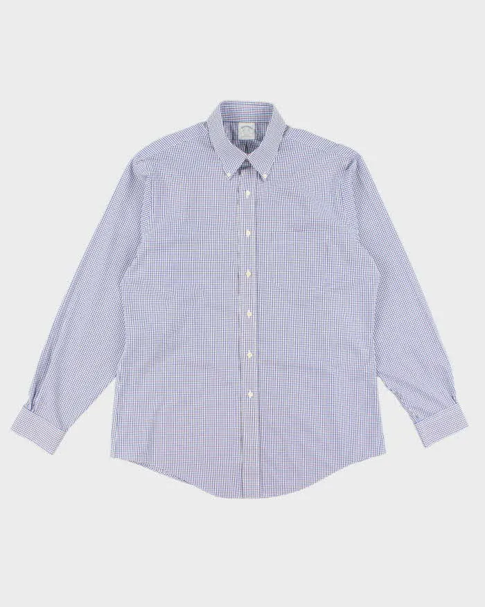 Men's Brookes Brothers Blue Checked Button Up Shirt - M sold by Rokit