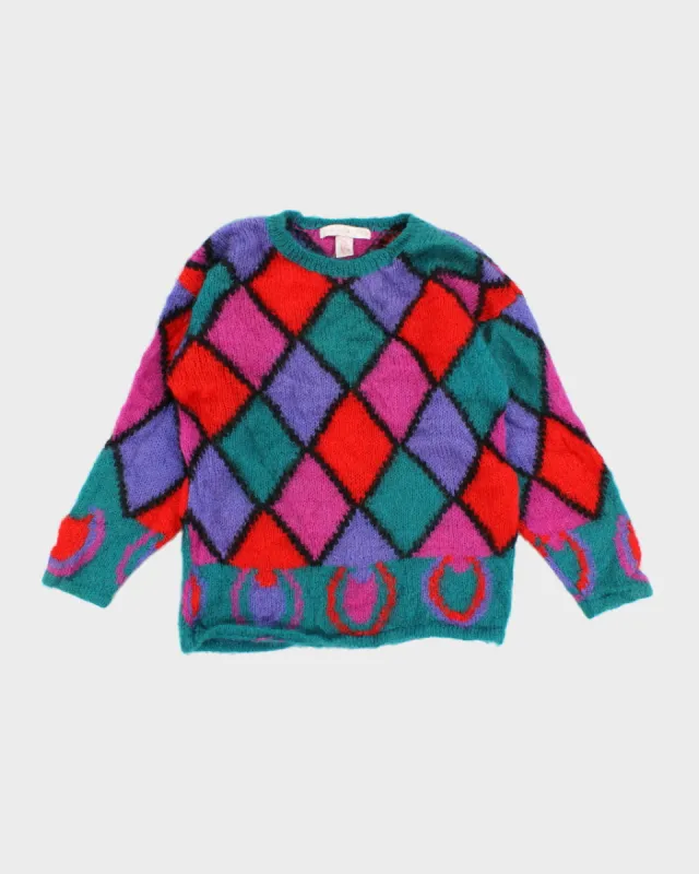 Vintage Mohair Blend Patterned Jumper - S sold by Rokit