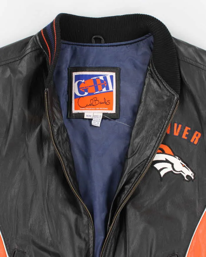 Mens Black and Orange Leather Denver Broncos Jacket - M sold by Rokit product image thumbnail 3