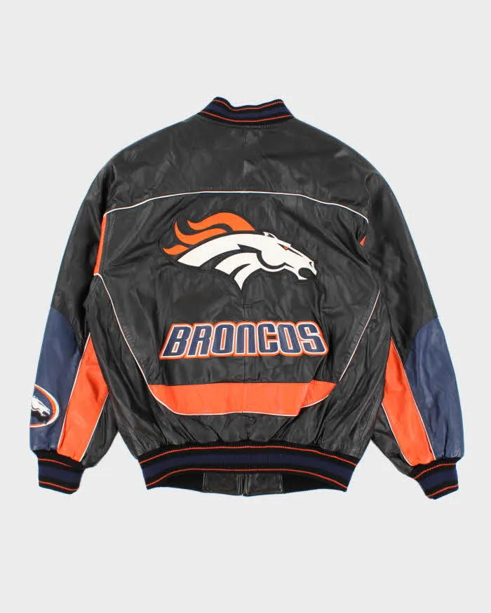 Mens Black and Orange Leather Denver Broncos Jacket - M sold by Rokit product image thumbnail 2