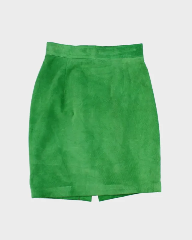 Vintage 80's Green Leather Skirt - XS sold by Rokit