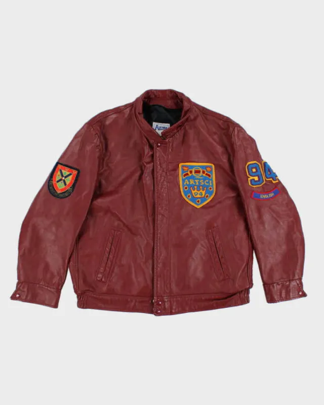 Vintage 90s Varsity Queen's University Leather Jacket - L made by Rokit