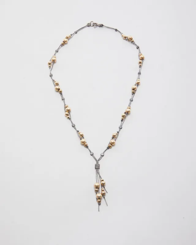 Vintage 925 Silver Beaded Necklace sold by Rokit