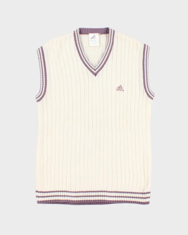 Vintage White and Mauve Adidas knit Vest - M made by Adidas