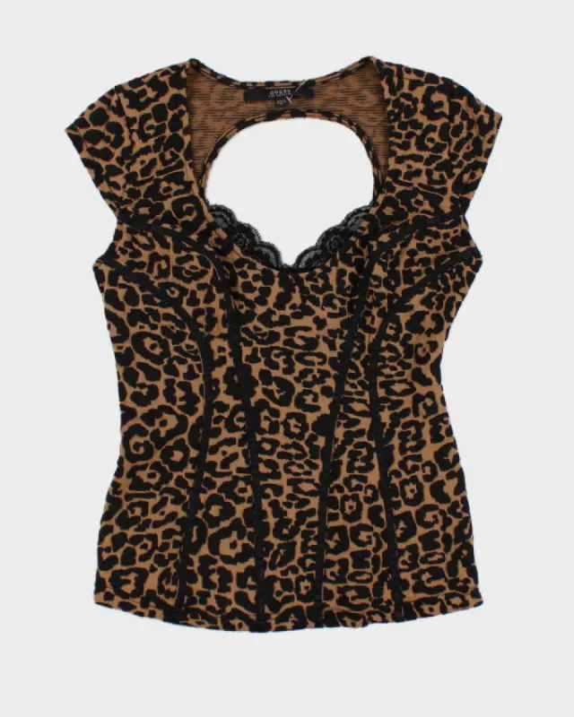 Y2k 00s Guess Leopard Print Top - M sold by Rokit