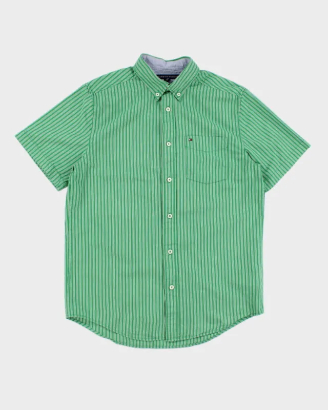 Vintage Tommy Hilfiger Green Striped Button Shirt - S sold by Rokit
