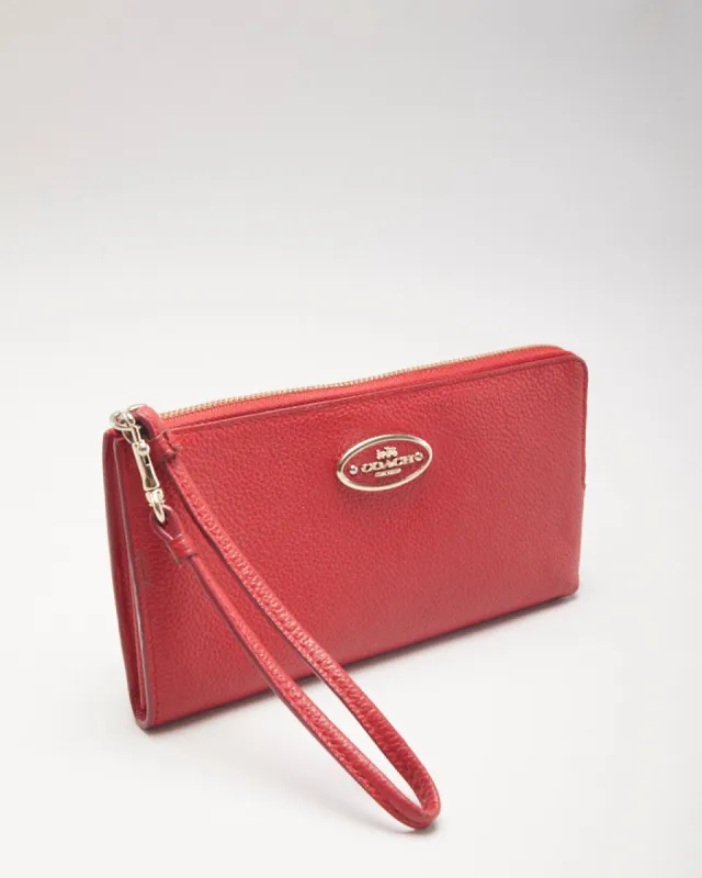 Coach Red Leather Clutch Purse Bag sold by Rokit