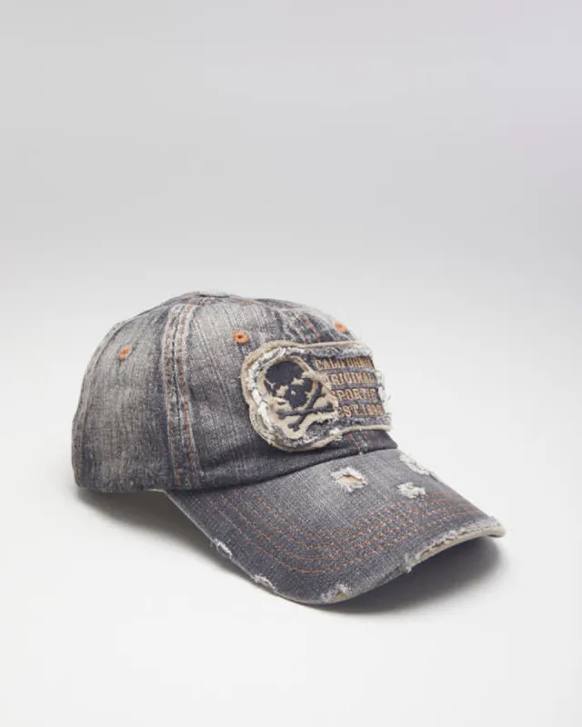 Y2k 00s Distressed Denim Baseball Cap sold by Rokit