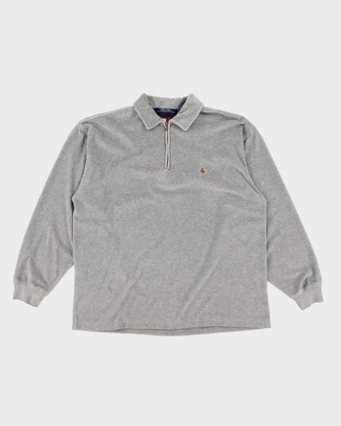Vintage 90s Tommy Hilfiger Velvet Quarter Zip Sweatshirt - L sold by Rokit