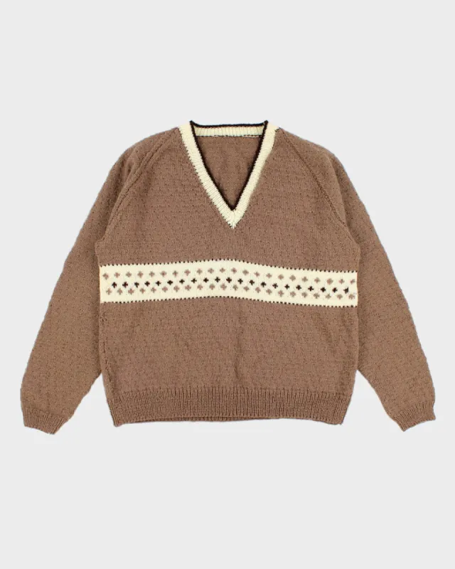 Vintage Handknit V-Neck Jumper - XL sold by Rokit