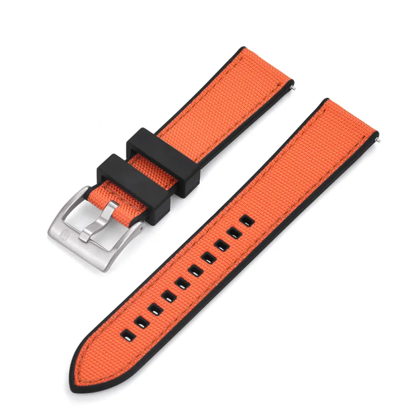 Sail Strap Hybrid - Sailcloth / Rubber Watch Strap - Orange sold by Royal Straps