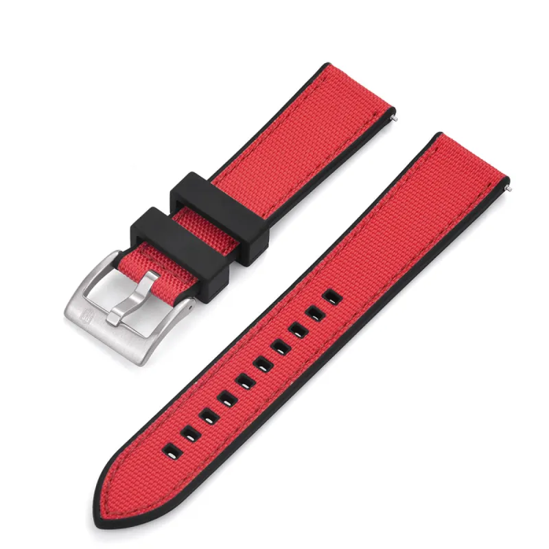 Sail Strap Hybrid - Sailcloth / Rubber Watch Strap - Red sold by Royal Straps
