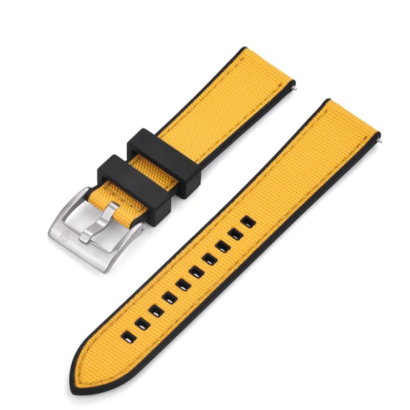 Sail Strap Hybrid - Sailcloth / Rubber Watch Strap - Yellow made by Royal Straps