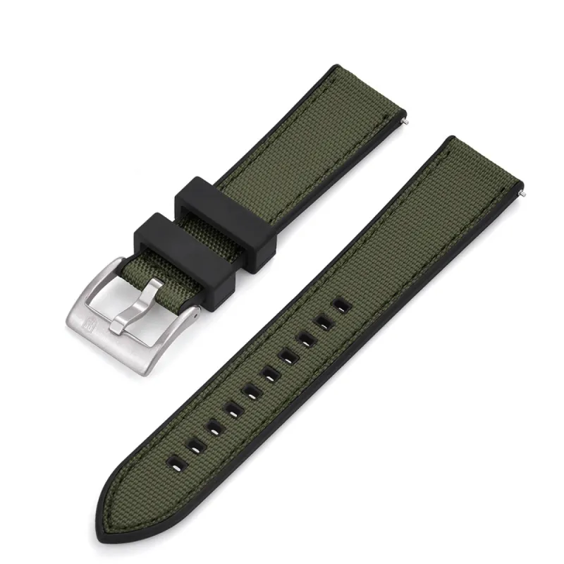 Sail Strap Hybrid - Sailcloth / Rubber Watch Strap - Green sold by Royal Straps
