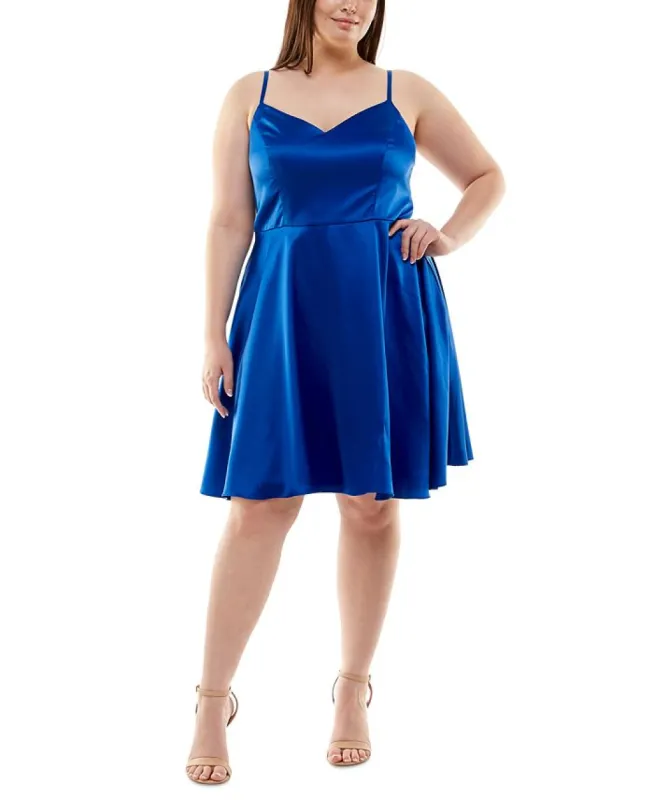 B Darlin Women's Satin a Line Dress Blue Size 14 sold by Ruumur