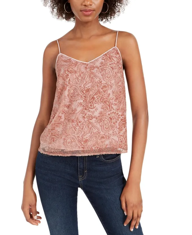 Leyden Women's Embroidered Spaghetti Strap V Neck Tank Top Pink Size X-Large sold by Ruumur