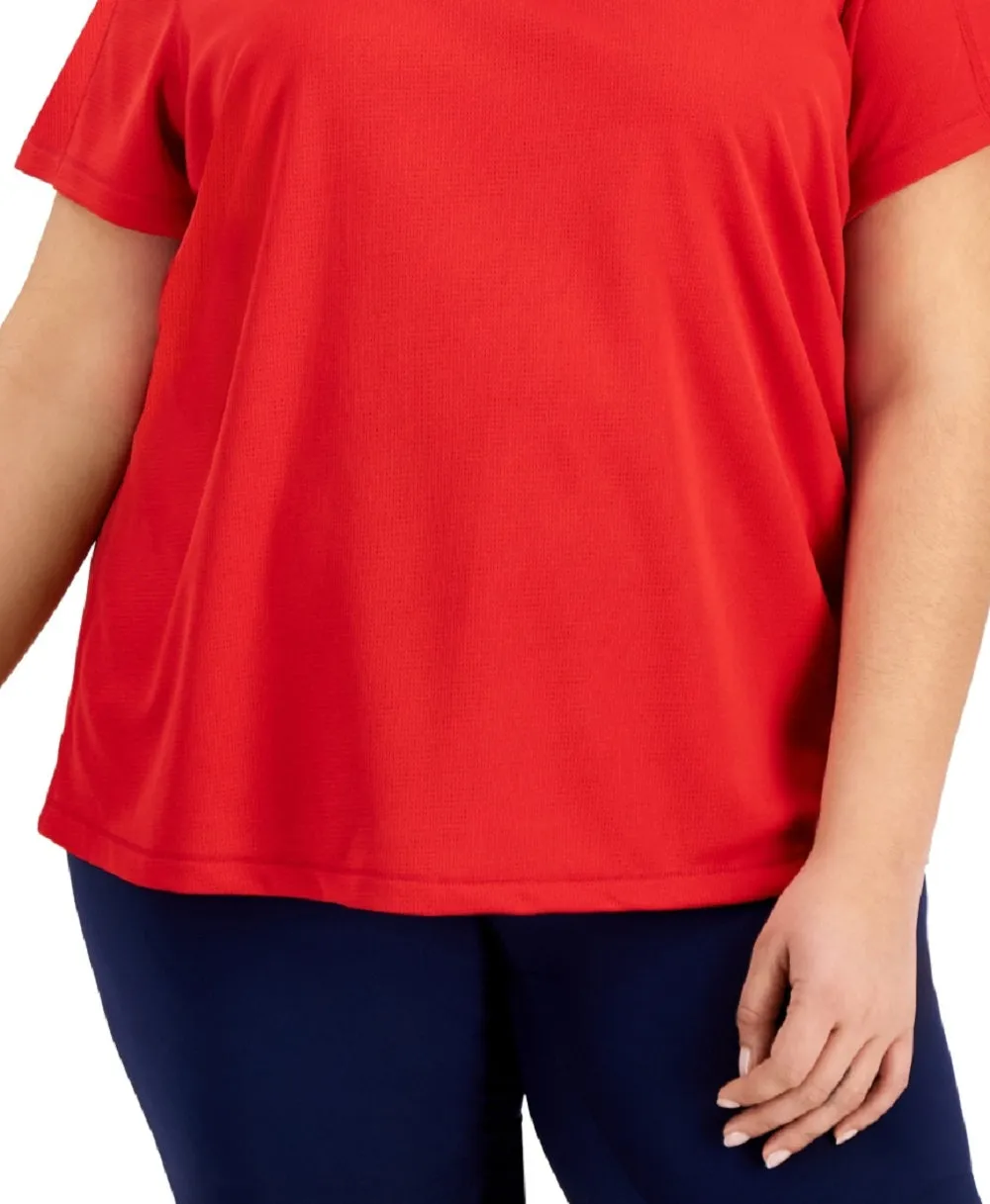ID Ideology Women's Birdseye Mesh T-Shirt Red Size 1X sold by Ruumur product image thumbnail 3