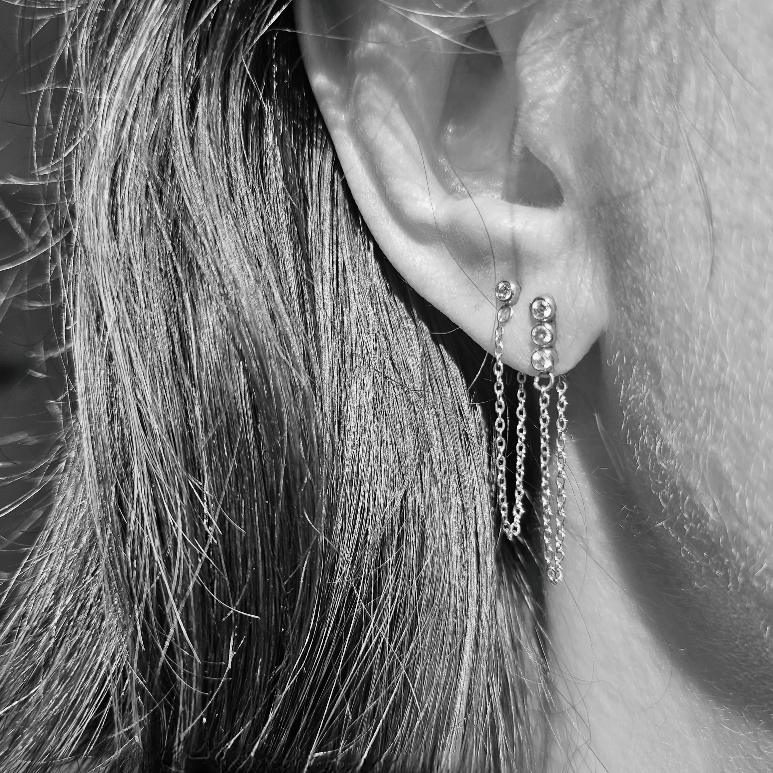 CZ Chain Drop Hypoallergenic Earrings sold by Ruumur product image thumbnail 4