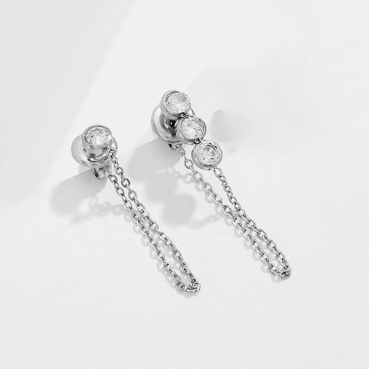 CZ Chain Drop Hypoallergenic Earrings sold by Ruumur product image thumbnail 2