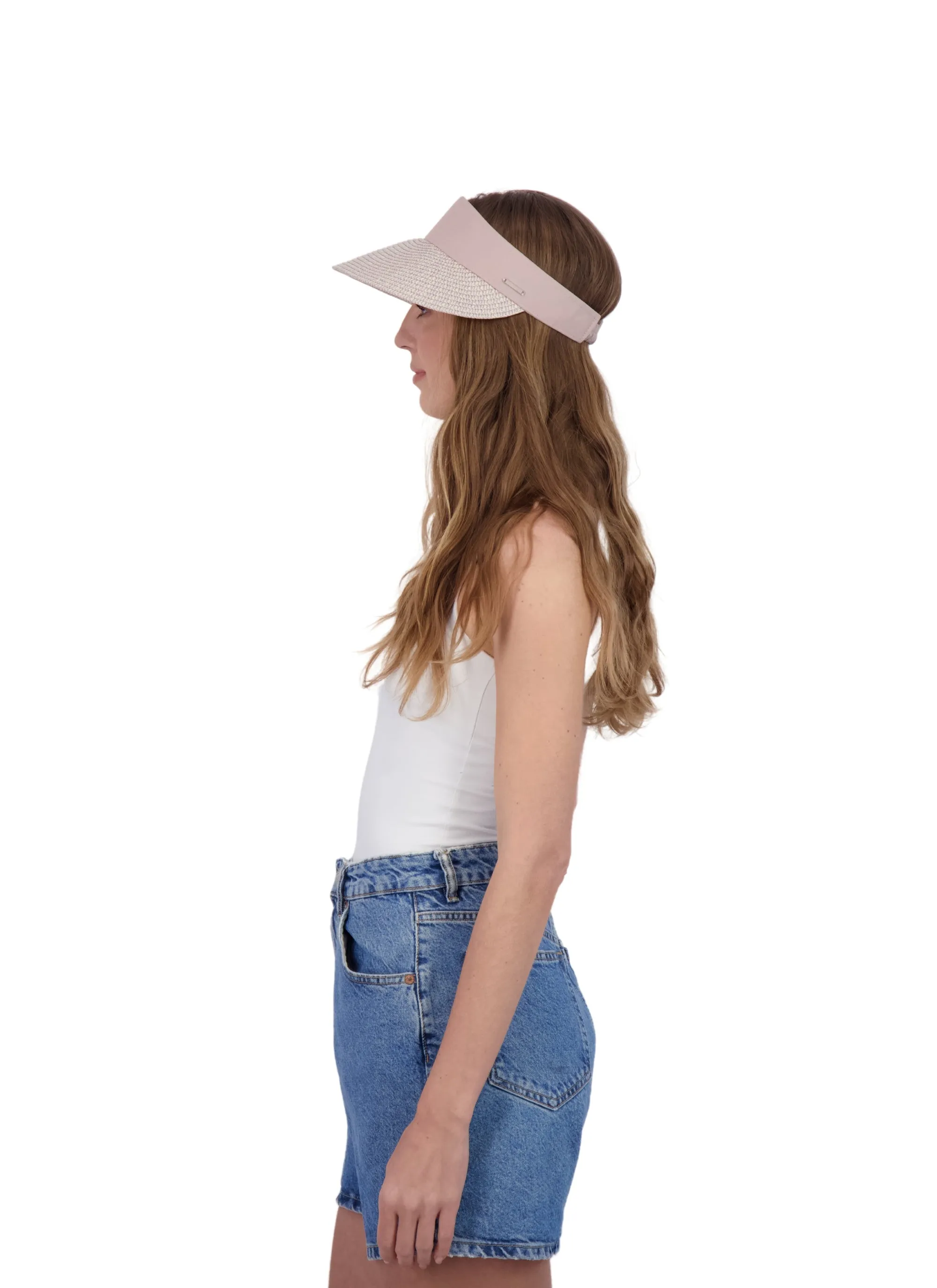 Tahari Women's Marled Straw Visor Hat with Fabric Band sold by Ruumur product image thumbnail 3