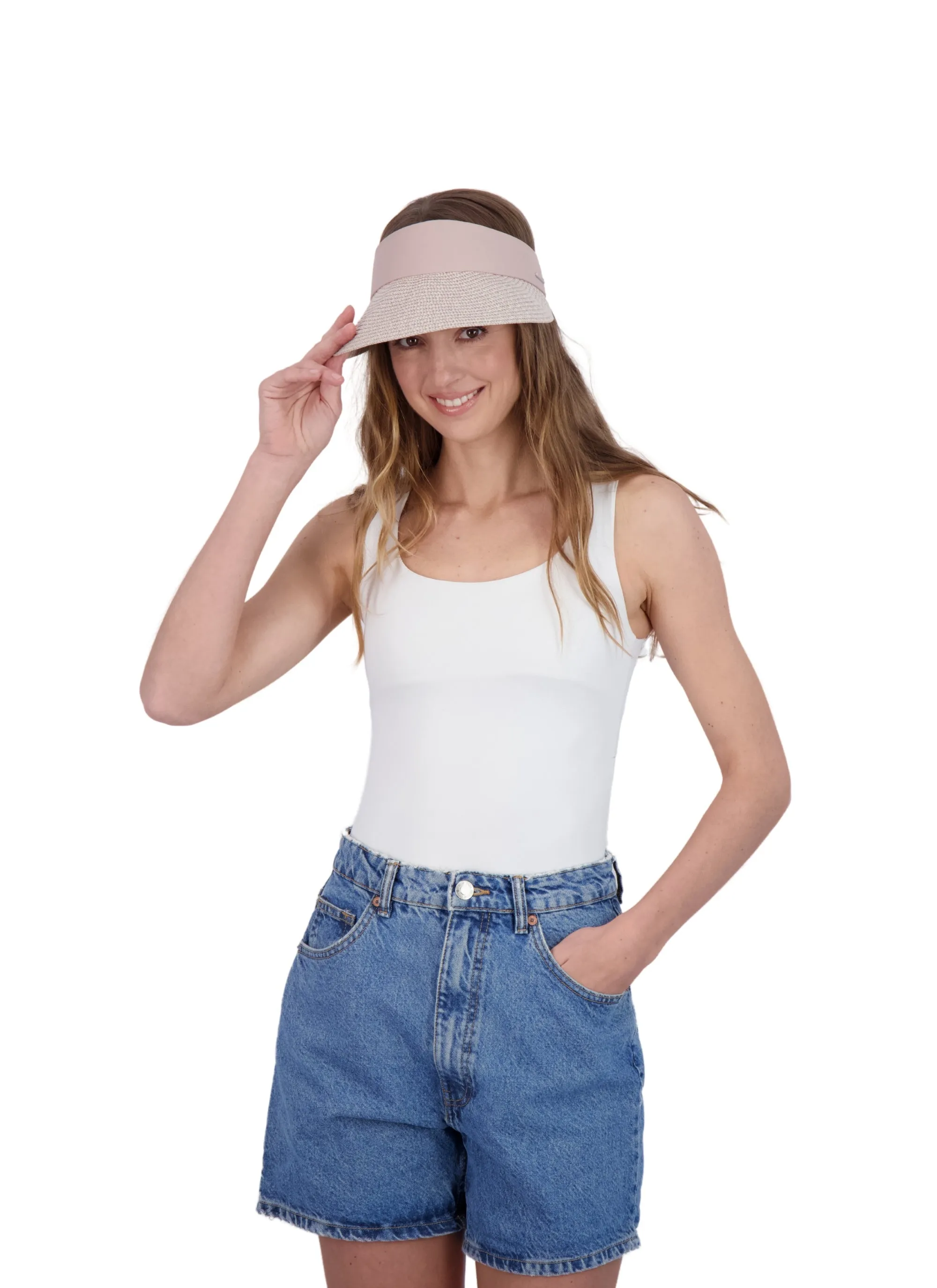 Tahari Women's Marled Straw Visor Hat with Fabric Band sold by Ruumur product image thumbnail 2