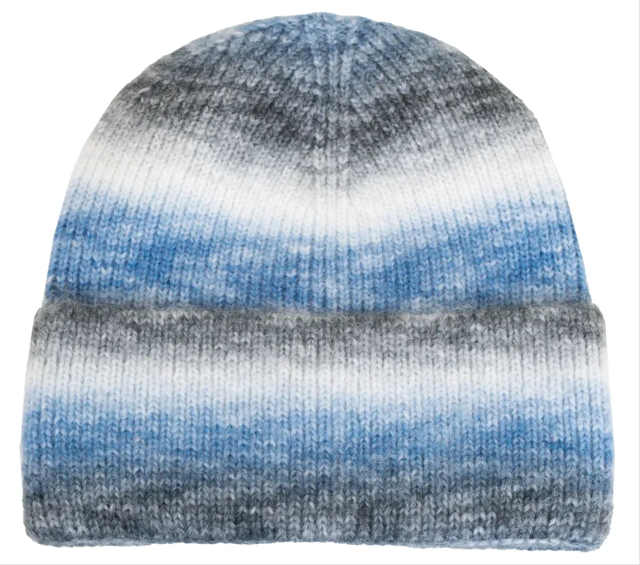 Rebecca and Rifka Striped Knitted Gradient Beanie(BW-114-DNGY) sold by Ruumur