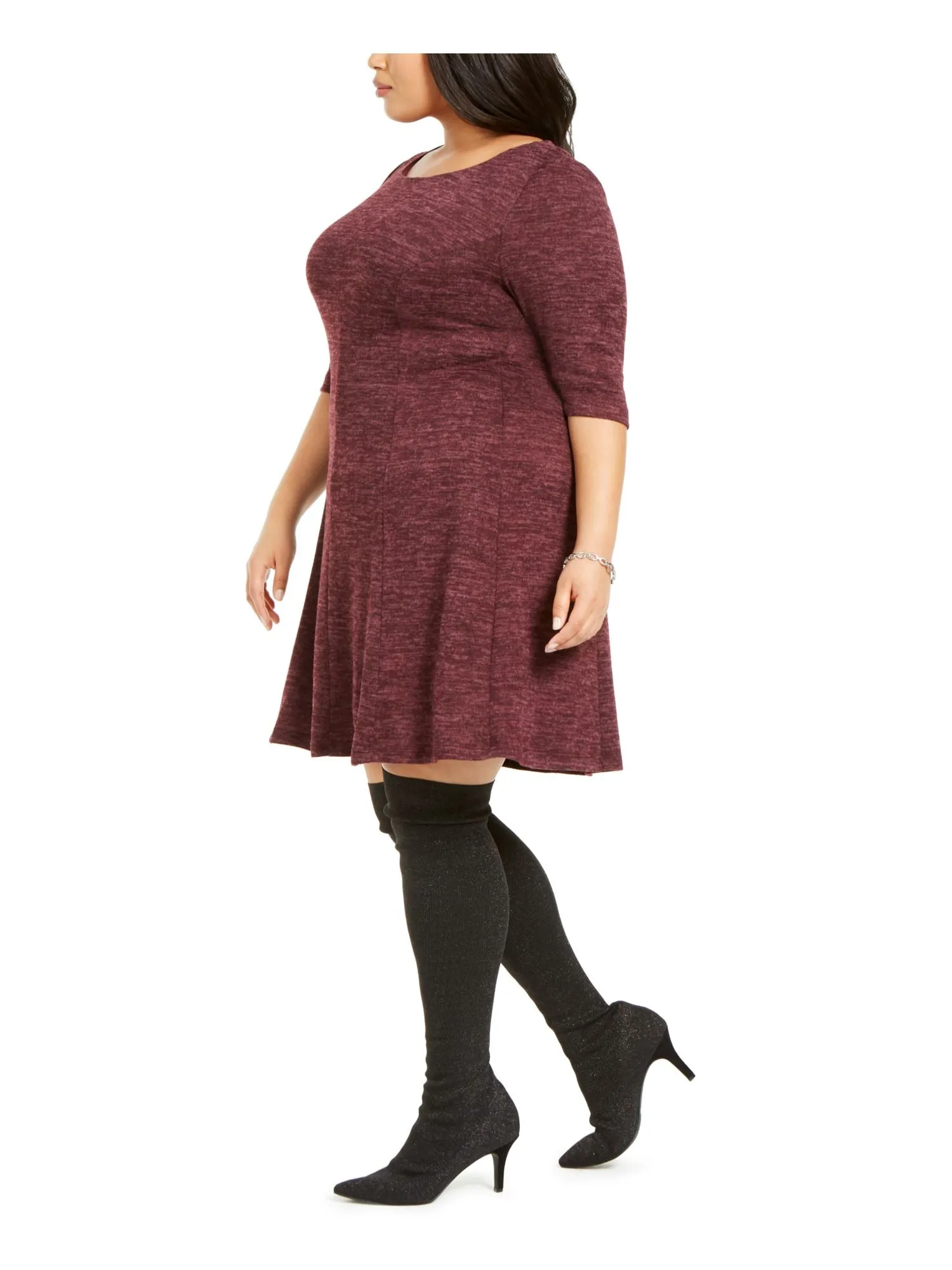 CONNECTED Women's 3/4 Sleeve Jewel Neck Above the Knee Fit + Flare Evening Dress Purple Size 22W sold by Ruumur product image thumbnail 3