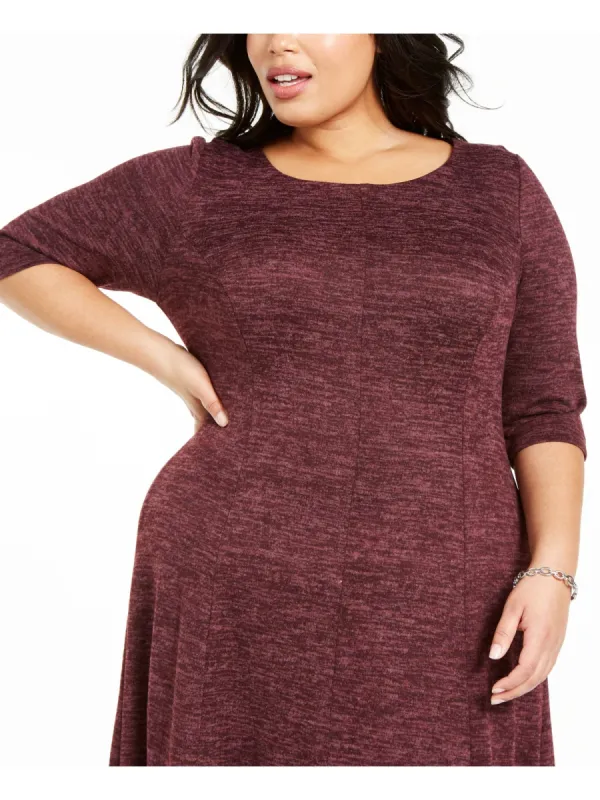 CONNECTED  Women's  3/4 Sleeve Jewel Neck Above the Knee Fit + Flare Evening Dress Purple Size 22W sold by Ruumur
