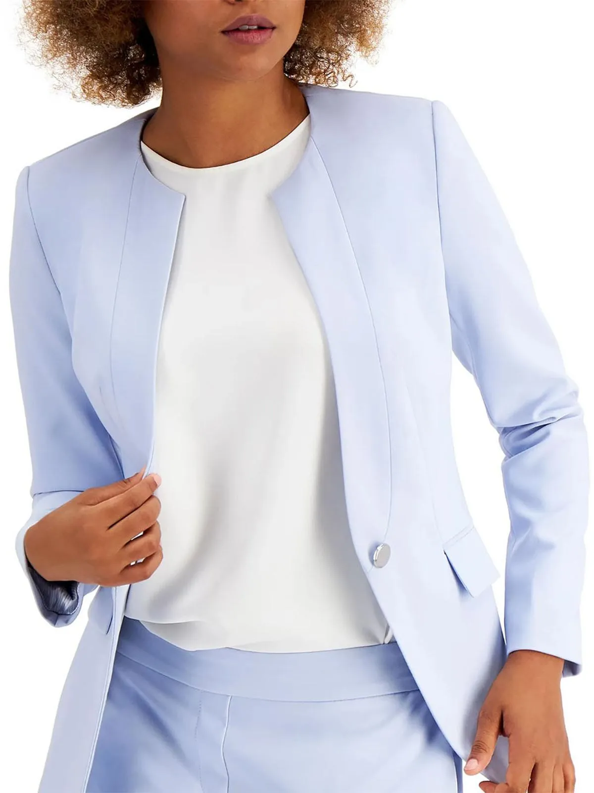 Calvin Klein Women's One Button Suit Separate Business Blazer Blue Size 0 sold by Ruumur