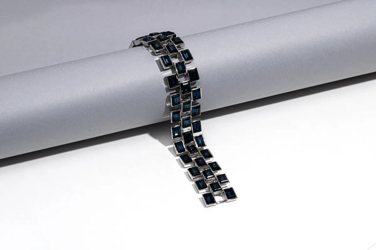 Montana Swarovski Crystal Square Linked Statement Bracelet sold by Ruumur