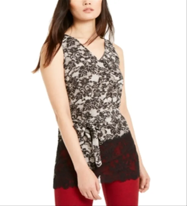 Michael Kors Women's Floral Cap Sleeve Crew Neck Top Black Size Large sold by Ruumur