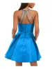 B Darlin Women's Halter Open Back Mini Dress Blue Size 9-10 sold by Ruumur