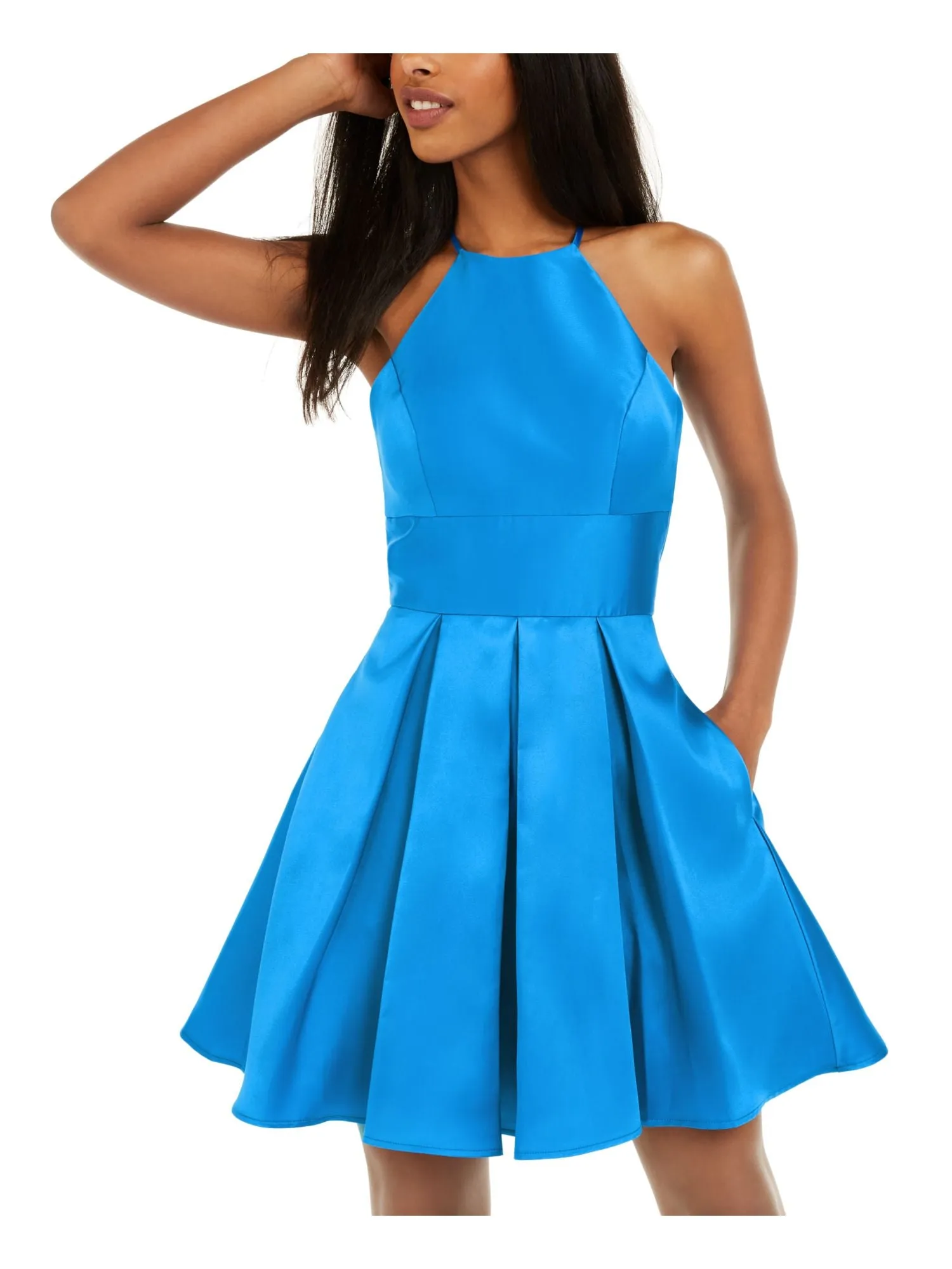 B Darlin Women's Halter Open Back Mini Dress Blue Size 9-10 sold by Ruumur