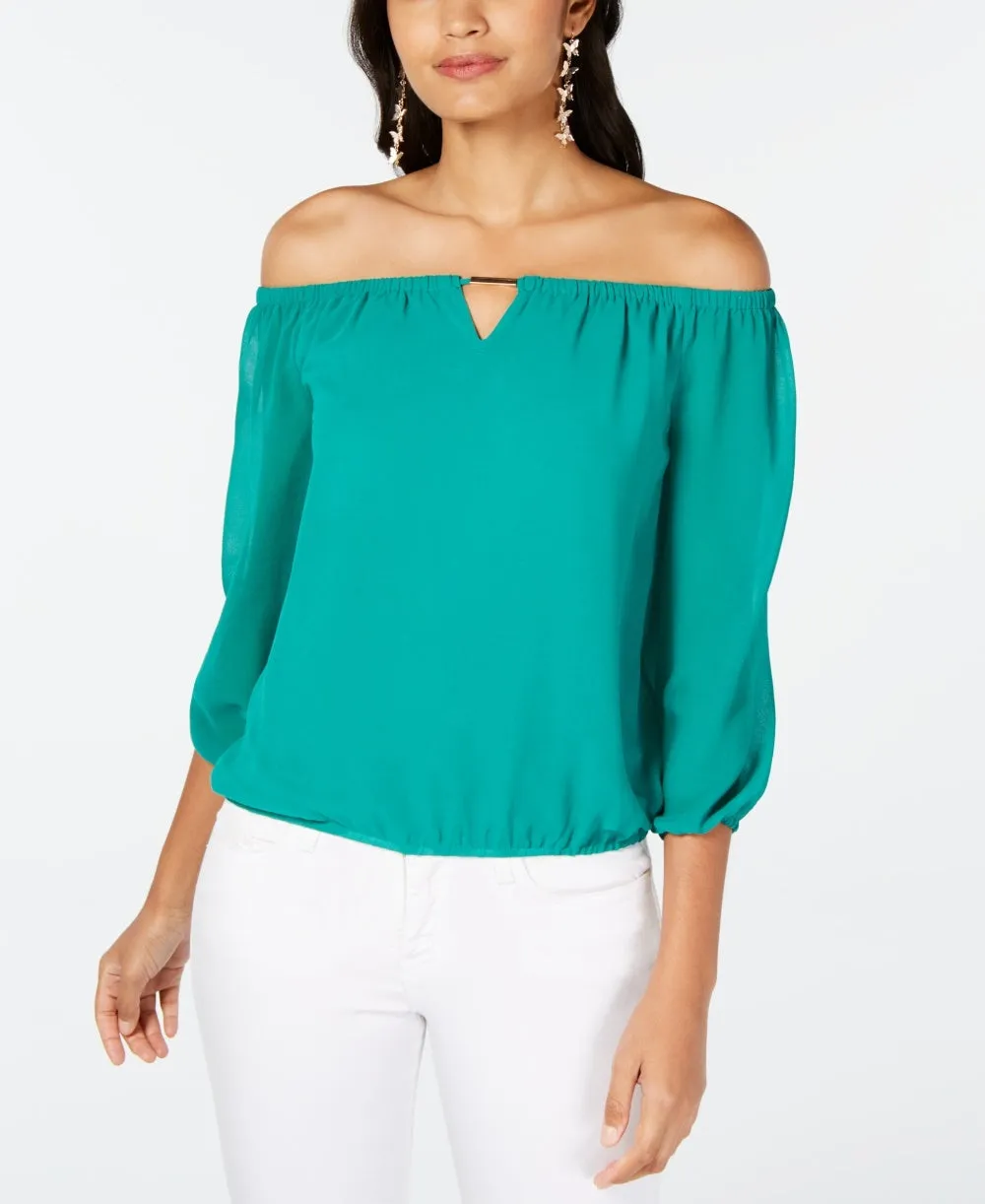 Thalia Sodi Women's Off The Shoulder Keyhole Blouse Green Size Small sold by Ruumur