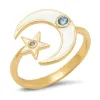 Enamel Star and Moon Open Ring sold by Ruumur
