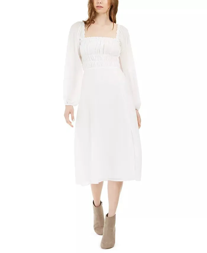 Leyden Women's Smocked Midi Dress White Size Medium sold by Ruumur