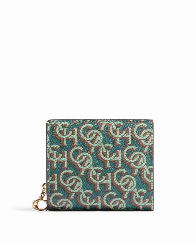 Coach Women's Green Snap Wallet With Coach Monogram Print sold by Ruumur