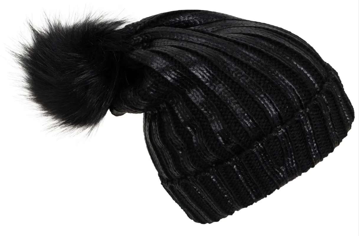 Rebecca and Rifka Knitted Glazed Beanie (BW-118-BK) sold by Ruumur