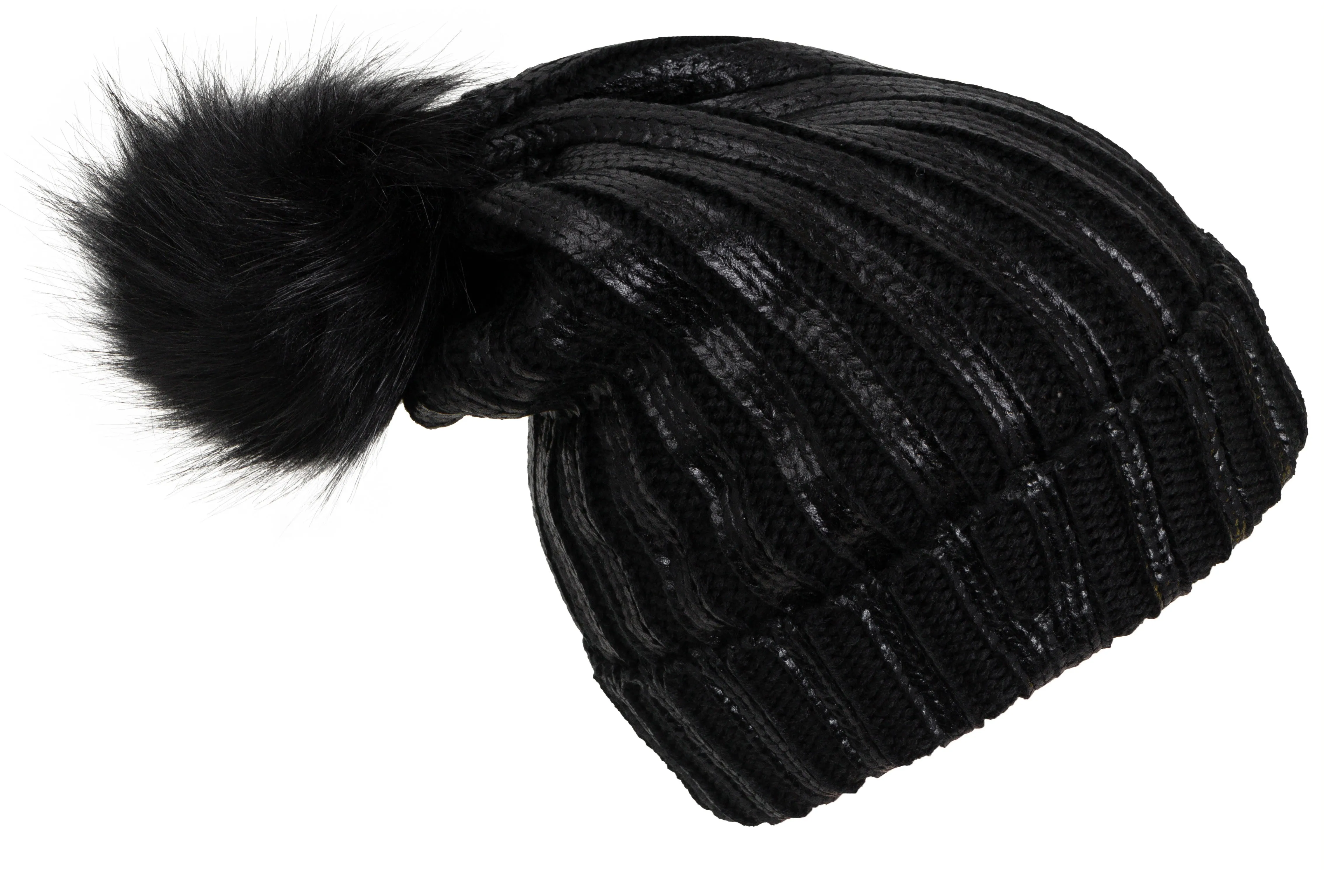 Rebecca and Rifka Knitted Glazed Beanie (BW-118-BK) sold by Ruumur