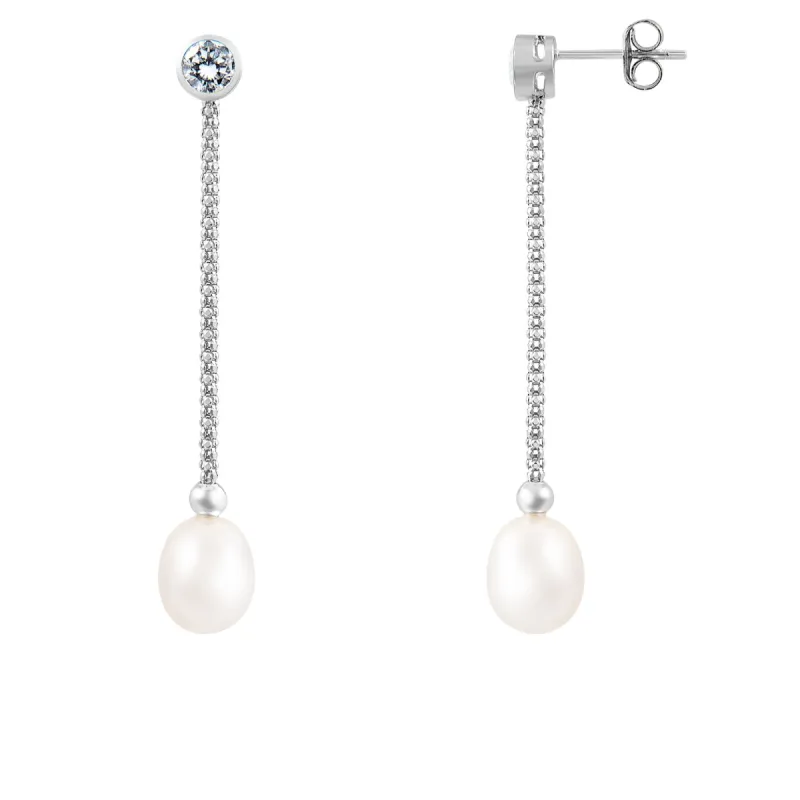 Splendid Pearls Sterling Silver Pearl Earrings ESR-65W sold by Ruumur
