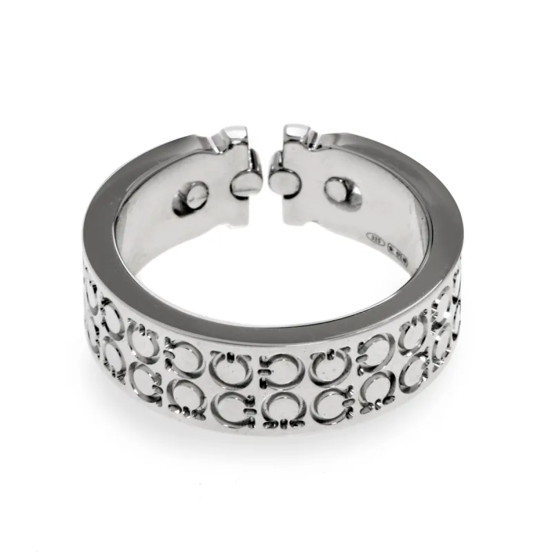 Salvatore Ferragamo Gancini Sterling Silver Band Ring Sz. 7.75 703380 sold by Ruumur