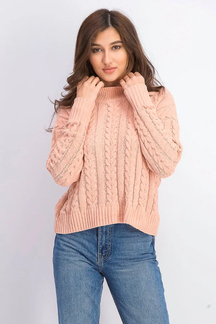 Hippie Rose Juniors' Women's Cable-Knit Drop-Shoulder Sweater Orange Size Small sold by Ruumur