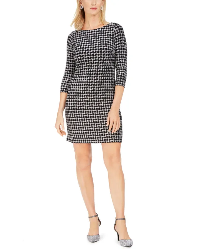 Jessica Howard Women's Glitter Houndstooth Sheath Dress Silver Size 14 sold by Ruumur
