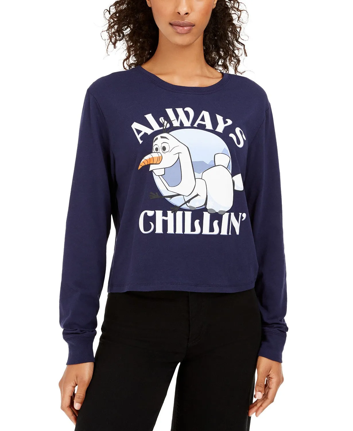 Disney Juniors Women's Frozen Olaf Graphic T-Shirt Dark Blue Size Large sold by Ruumur